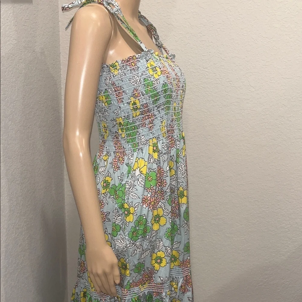 Tory Burch maxi Sundress w/ pockets, Blue, yellow and Green Accents. Ex cond.